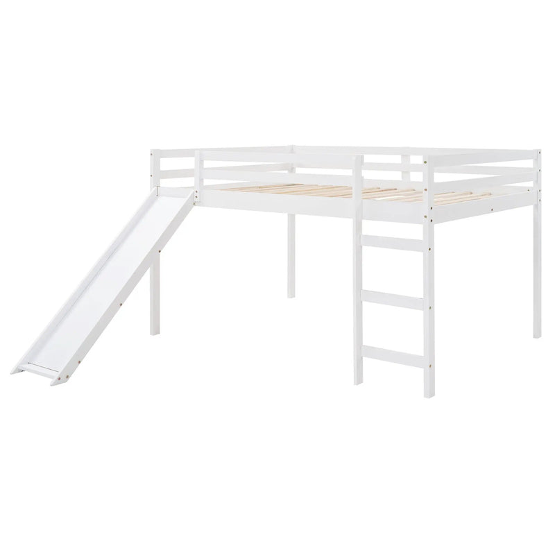 Full Loft Bed With Slide, Multifunctional Design - White by Unique Piece Furniture