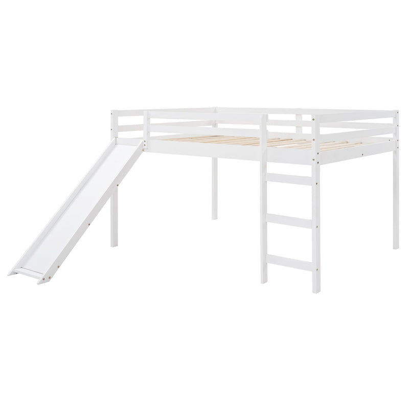 White Full Loft Bed with Slide - Multifunctional Design, photo 13 of 14