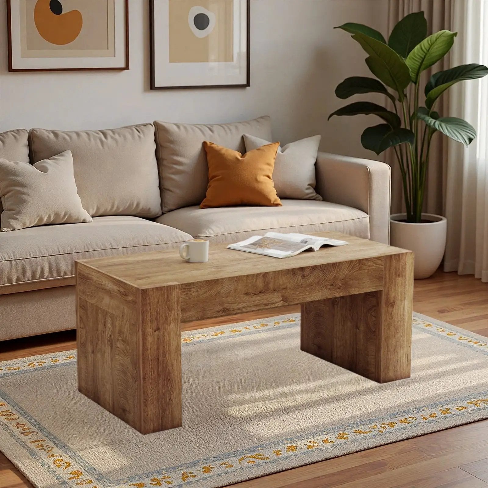 48" Farmhouse Coffee Table with Hidden Storage Drawer by HouseOfZazla