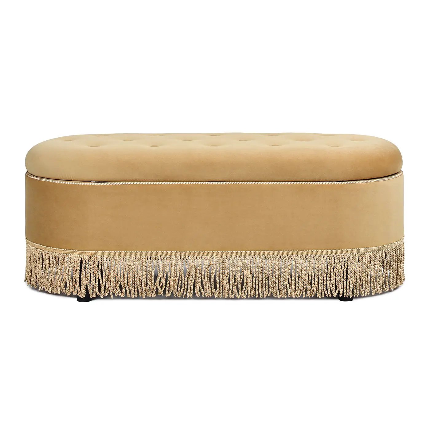 Melinda - Oval Tufted Bullion Fringe Storage Bench by HouseOfZazla