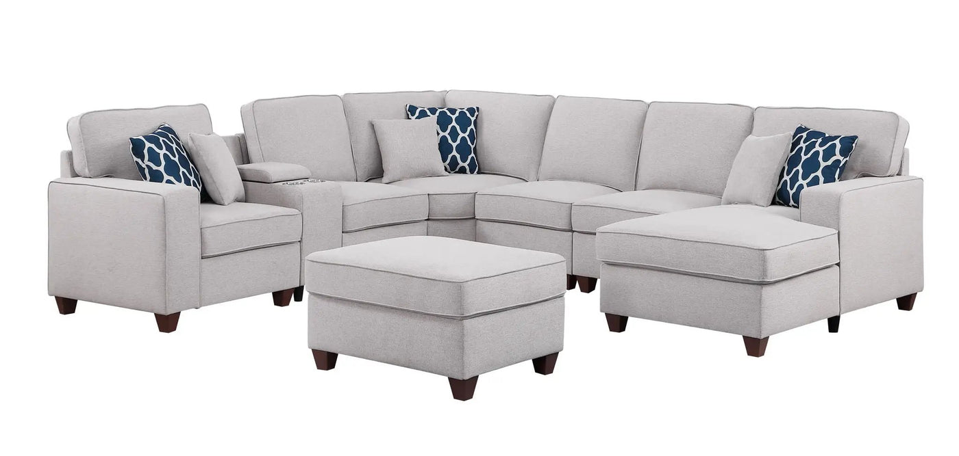 Tina - 8 Piece Upholstered Sectional With Ottoman by HouseOfZazla