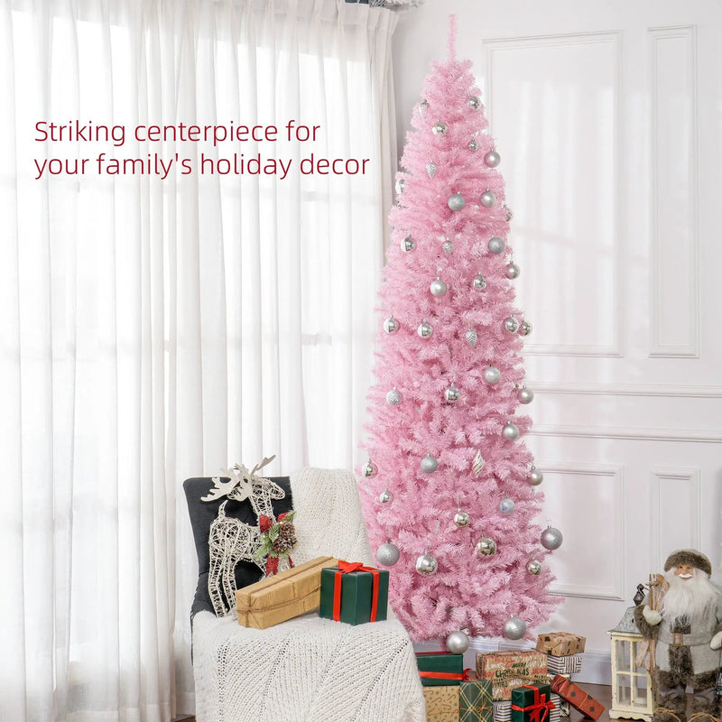 HOMCOM 8' Tall Unlit Slim Douglas Fir Artificial Christmas Tree by HouseOfZazla