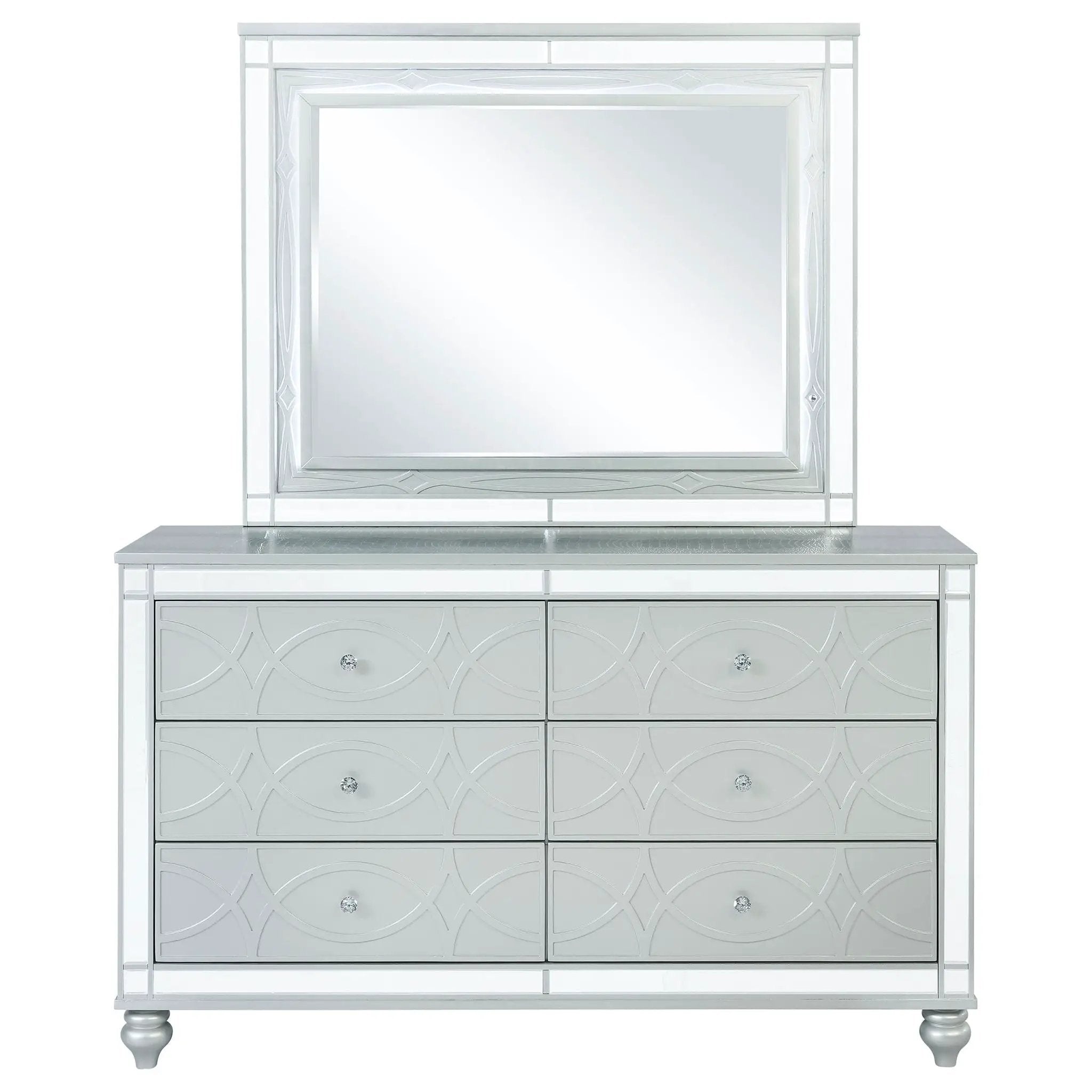 Gunnison 6-drawer Dresser with Mirror Silver Metallic by Unique Piece Furniture