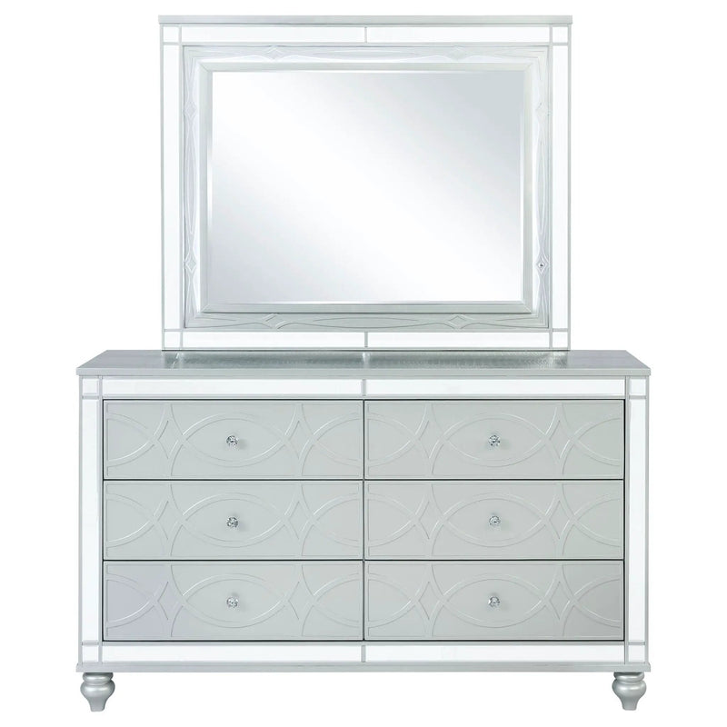 Gunnison 6-drawer Dresser with Mirror Silver Metallic by Unique Piece Furniture