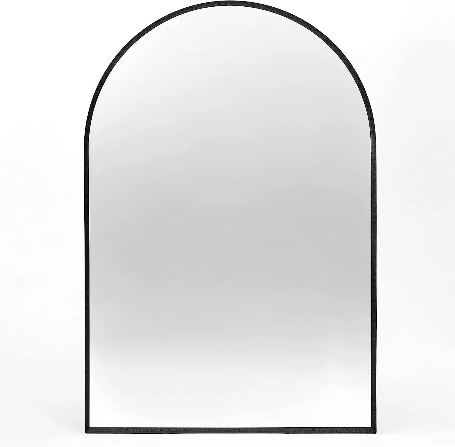 24x36 Inch Black Metal Framed Arched Bathroom Mirror by HouseOfZazla