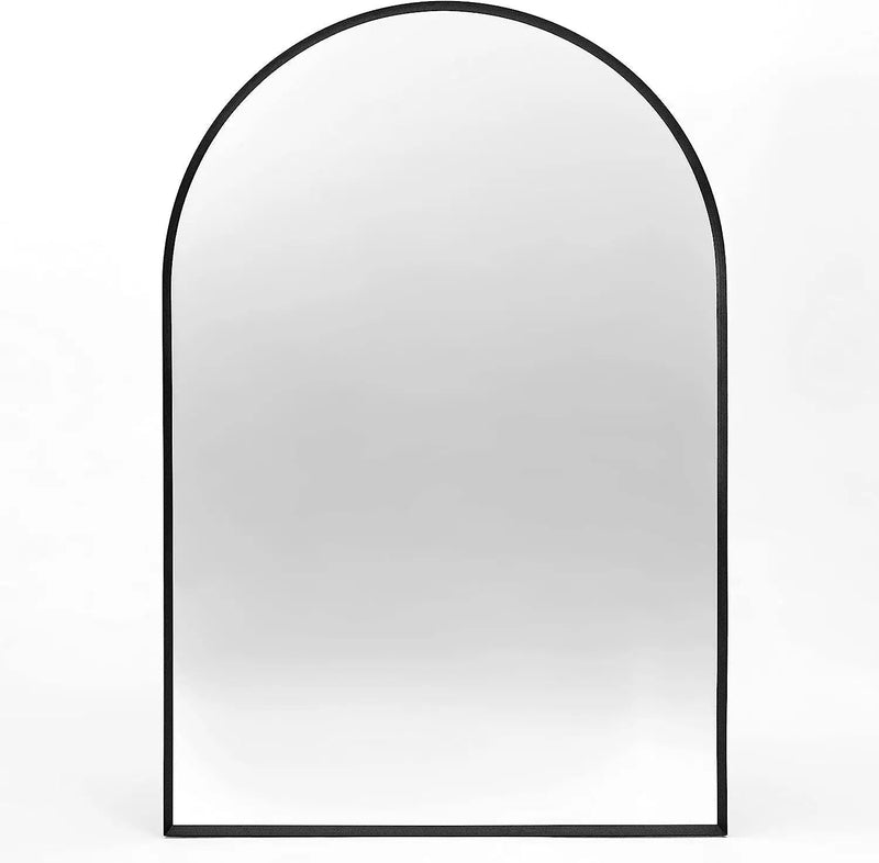 24x36 Inch Black Metal Framed Arched Bathroom Mirror by HouseOfZazla