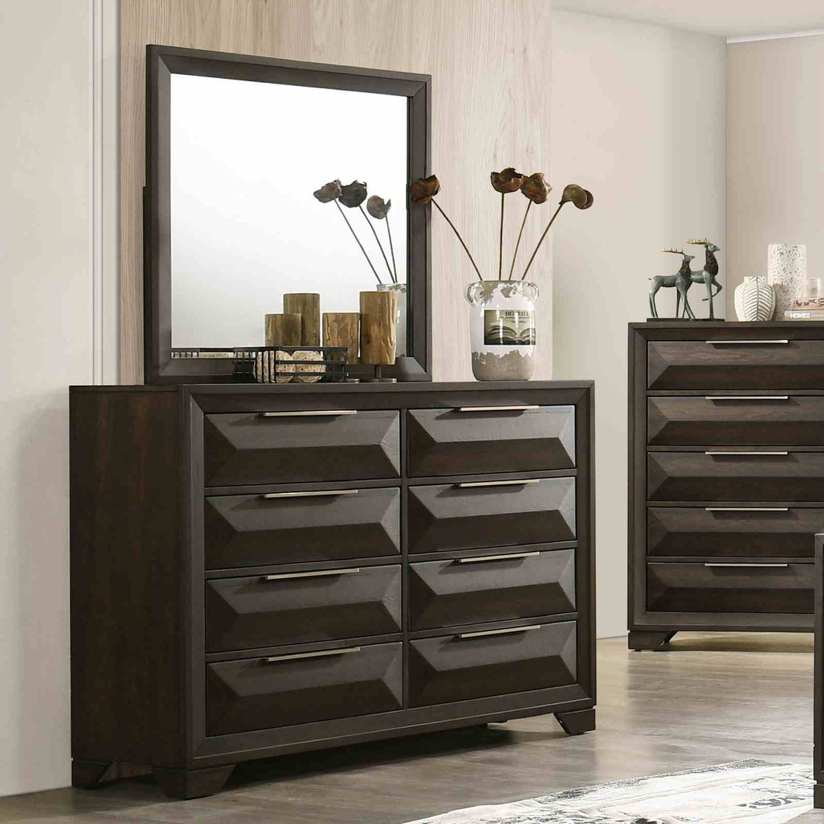 Espresso 8 Drawer Dresser with Beveled Bracket Feet, photo 6 of 6