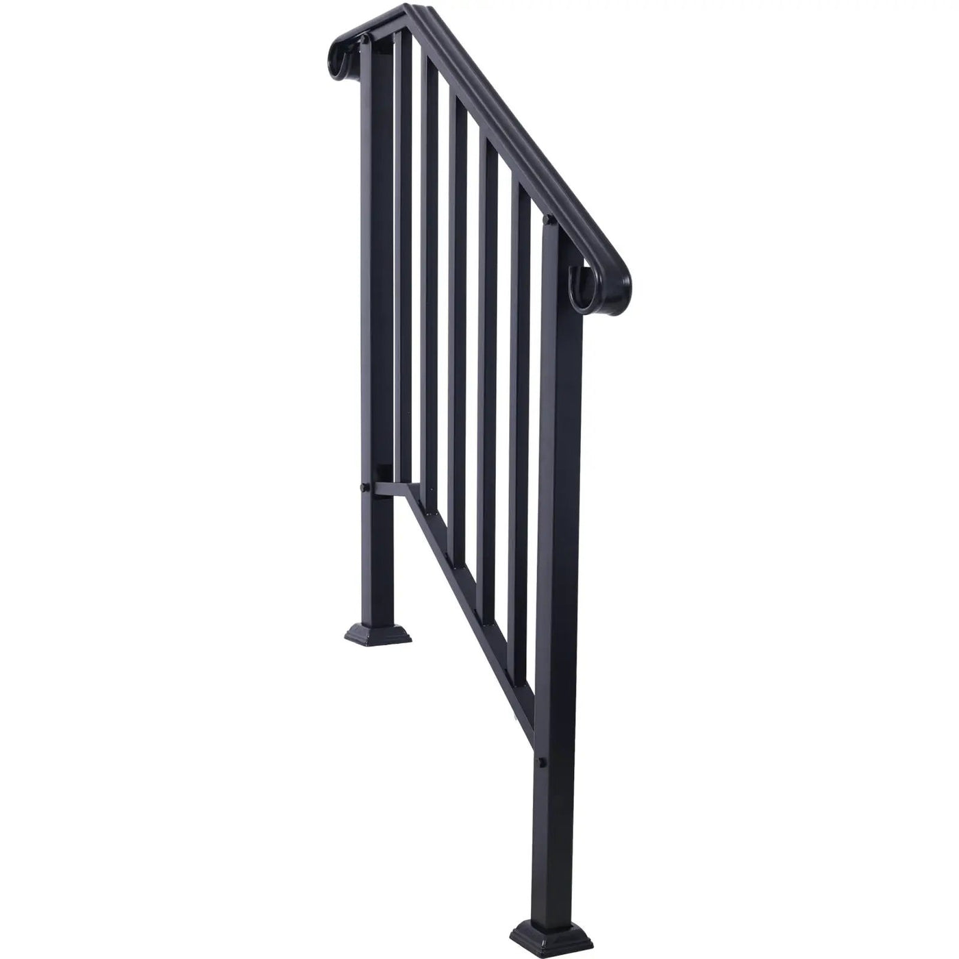 Handrails For Outdoor Steps, Fit 2 Or 3 Steps Outdoor Stair Railing, Wrought Iron Handrail, Flexible Porch Railing, Transitional Handrails For Concrete Steps Or Wooden Stairs by Unique Piece Furniture