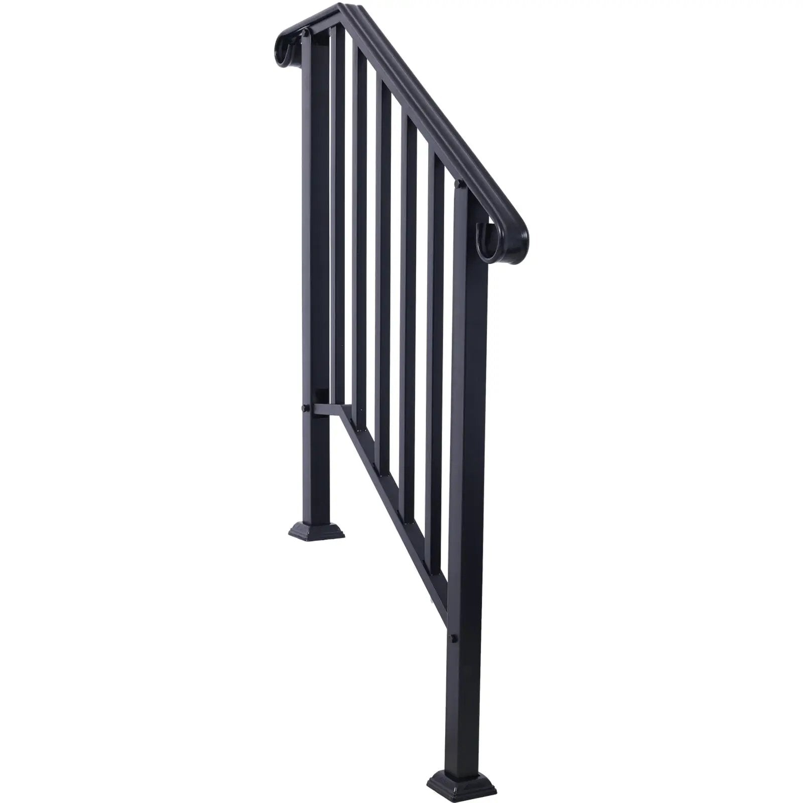 Handrails For Outdoor Steps, Fit 2 Or 3 Steps Outdoor Stair Railing, Wrought Iron Handrail, Flexible Porch Railing, Transitional Handrails For Concrete Steps Or Wooden Stairs by Unique Piece Furniture