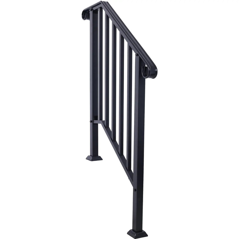 Handrails For Outdoor Steps, Fit 2 Or 3 Steps Outdoor Stair Railing, Wrought Iron Handrail, Flexible Porch Railing, Transitional Handrails For Concrete Steps Or Wooden Stairs by HouseOfZazla