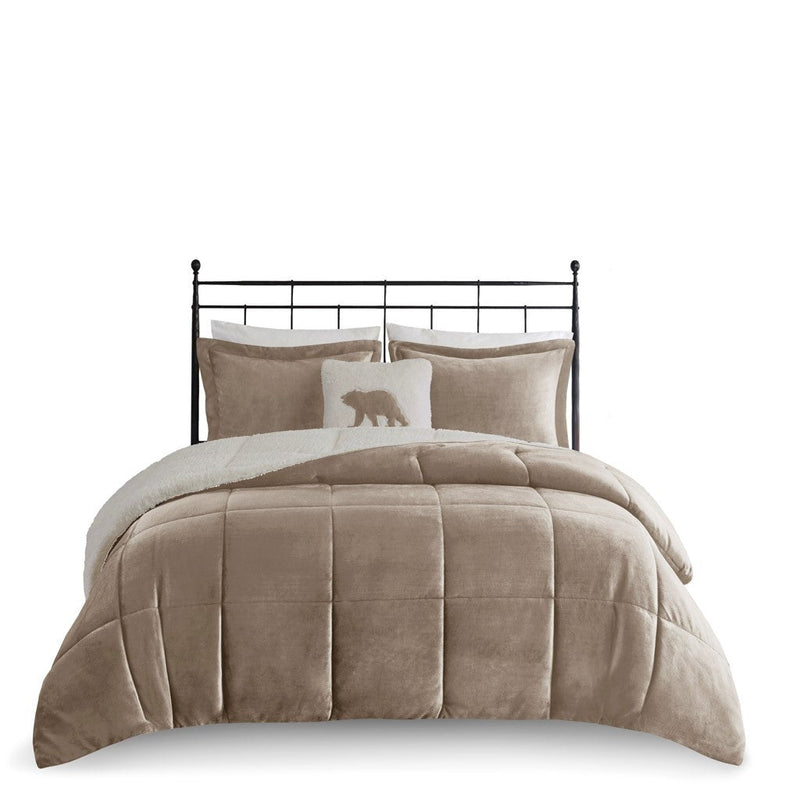 Full/Queen Plush to Sherpa Down Alternative Comforter Set by HouseOfZazla