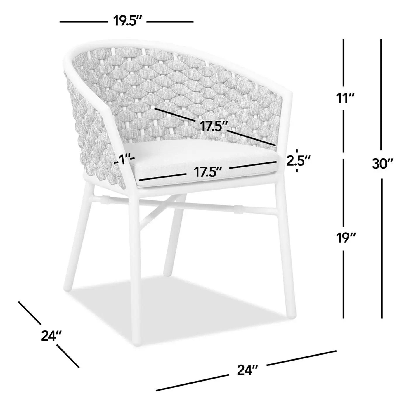 Rowan - Rope Barrel Back Patio Dining Chairs (Set of 2) - Optic White by Unique Piece Furniture