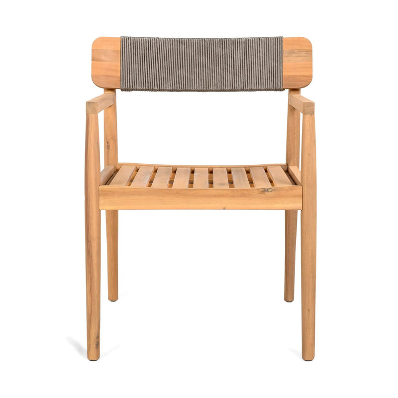 Creative Braided Acacia Wood Outdoor Dining Chairs with Armrests by HouseOfZazla
