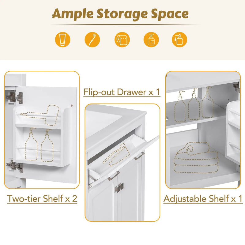 Bathroom Vanity With Ceramic Sink, Modern Single Bathroom Cabinet With 2 Doors And A Shelf, Soft Close Doors by HouseOfZazla