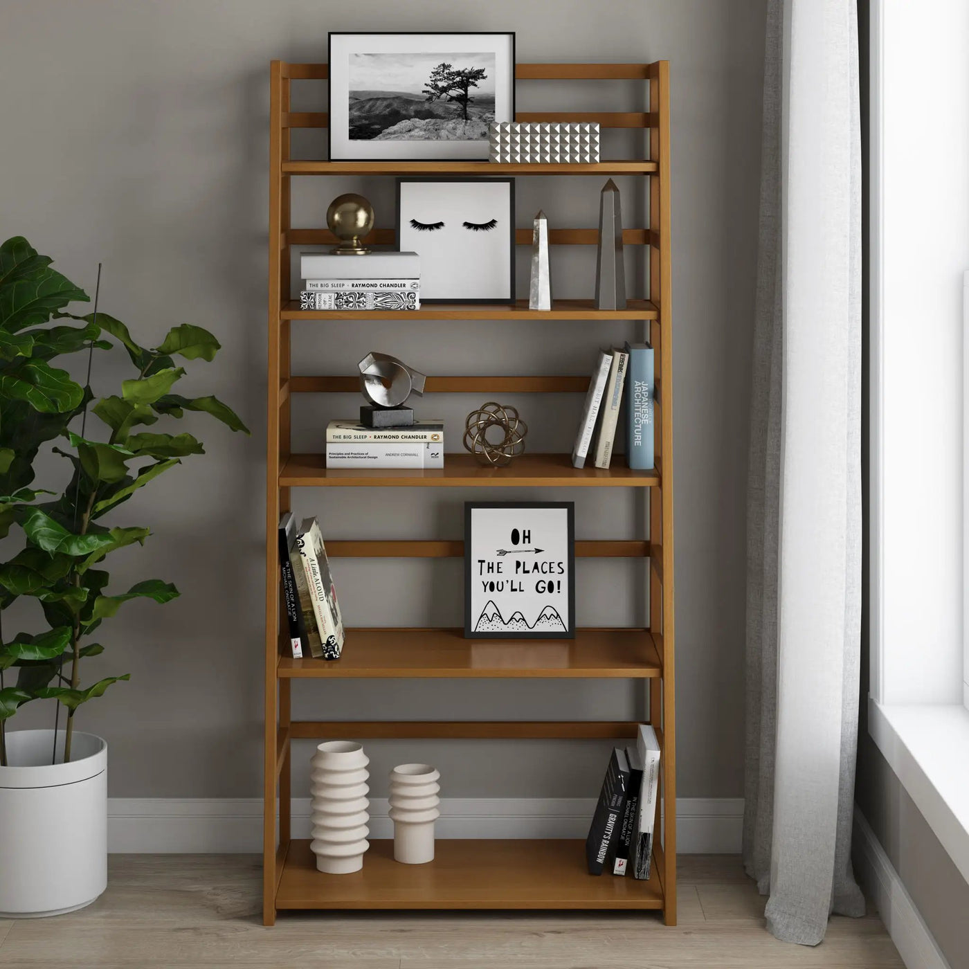 Acadian - Handcrafted Ladder Shelf Bookcase by HouseOfZazla