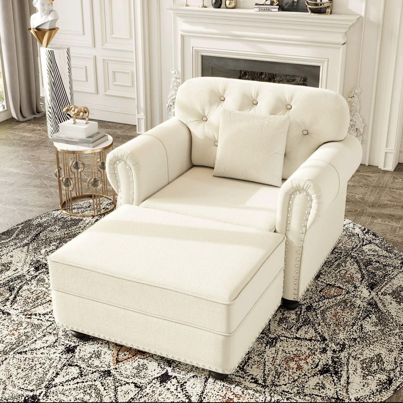 Sofa With Nailhead Trim And Rolled Armrests by HouseOfZazla