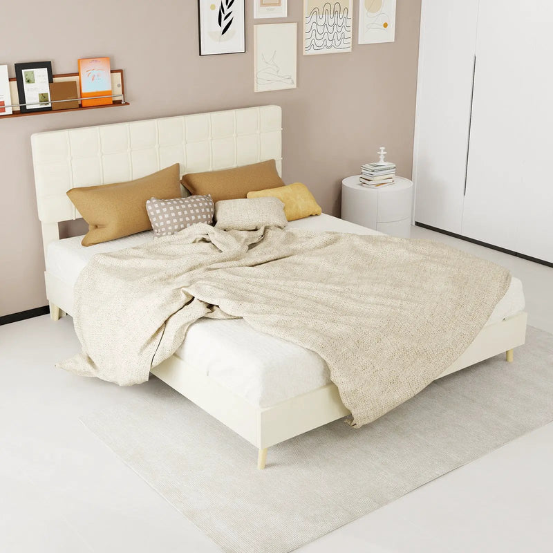 Modern Upholstered Bed Frame – Premium Holland Velvet Fabric by HouseOfZazla