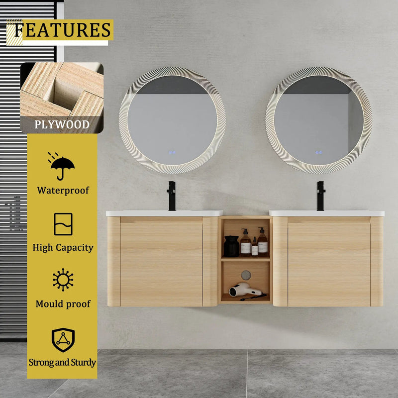 60'' Wall-Mounted Bathroom Vanity with Storage by HouseOfZazla