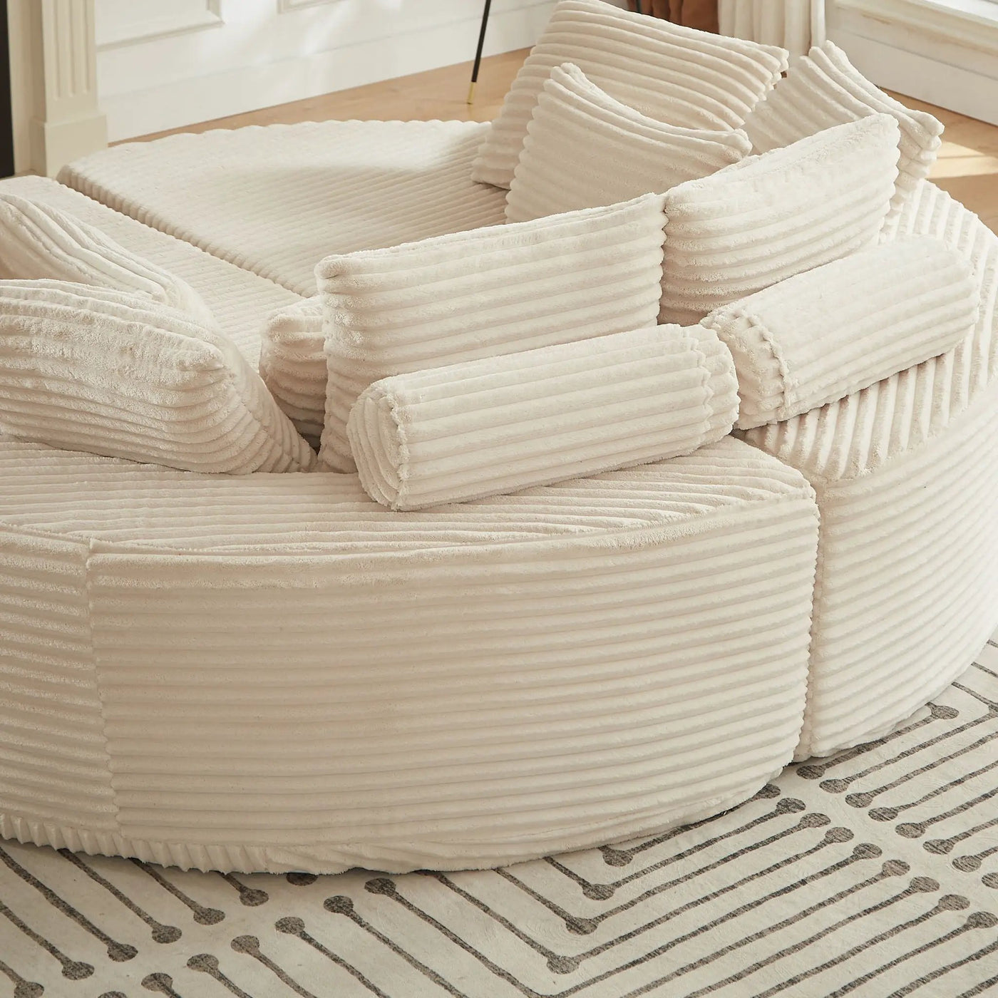 Round Oversized Sofa Bed With 5 Throw Pillows by HouseOfZazla
