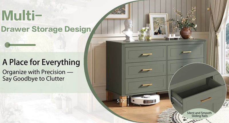 6-Drawer Double Dresser in Olive by HouseOfZazla