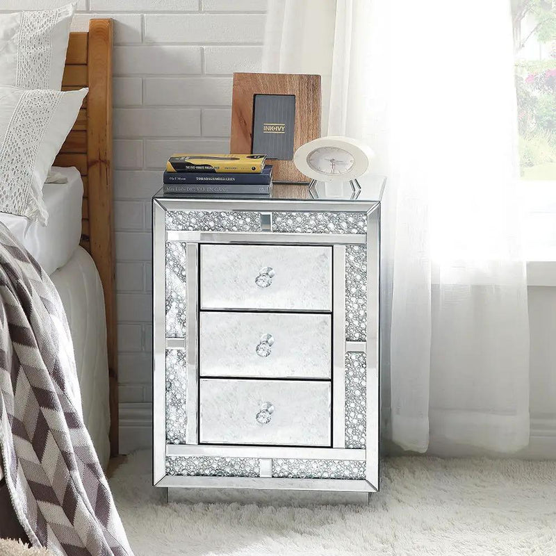 Mallika - Accent Table - Mirrored & Faux Crystals by Unique Piece Furniture