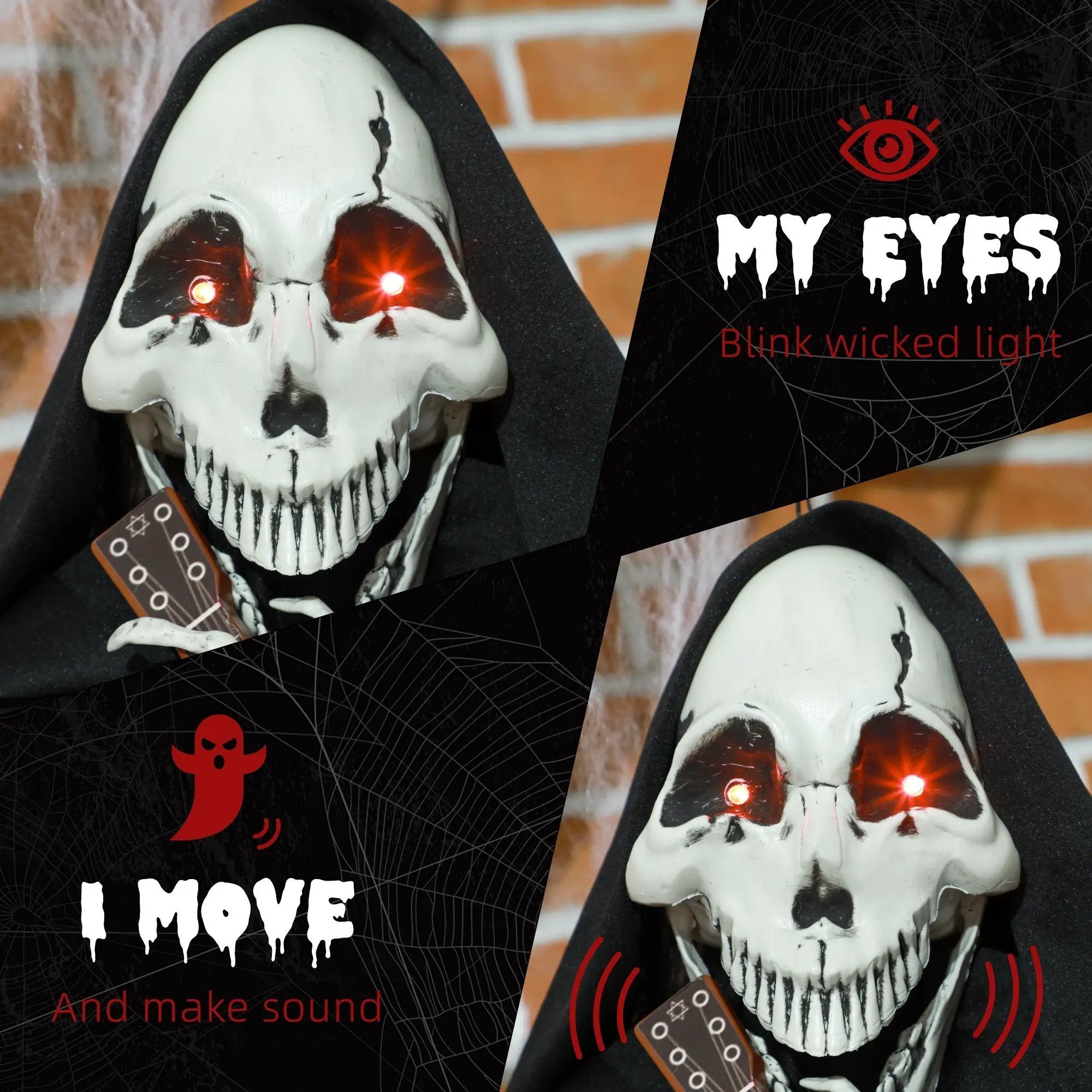 4.3' Animated Grim Reaper Guitarist with Motion and Sound Activation by HouseOfZazla