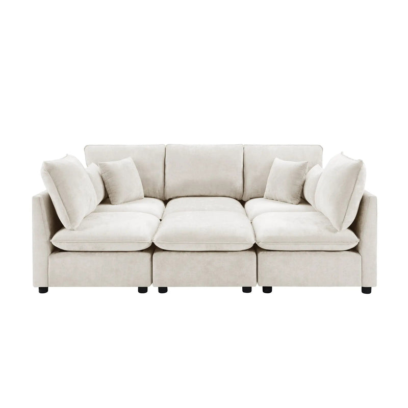 Modern Sectional Sofa U-Shaped With Movable Ottoman Storage Armrests And USB Ports by Unique Piece Furniture