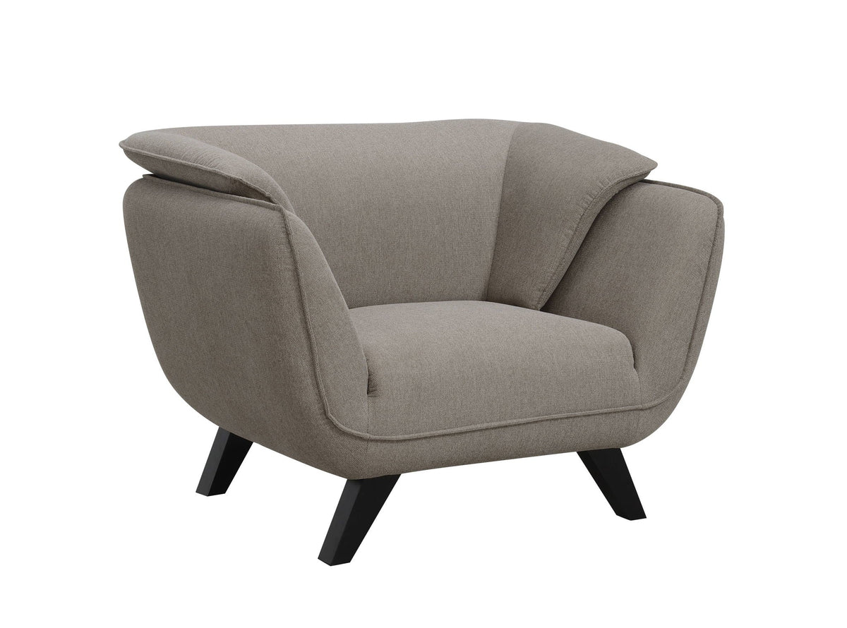 Boucle Arm Chair with Wooden Frame - Nayeli Boucle Chair, Dark Brown or Gray, photo 2 of 8