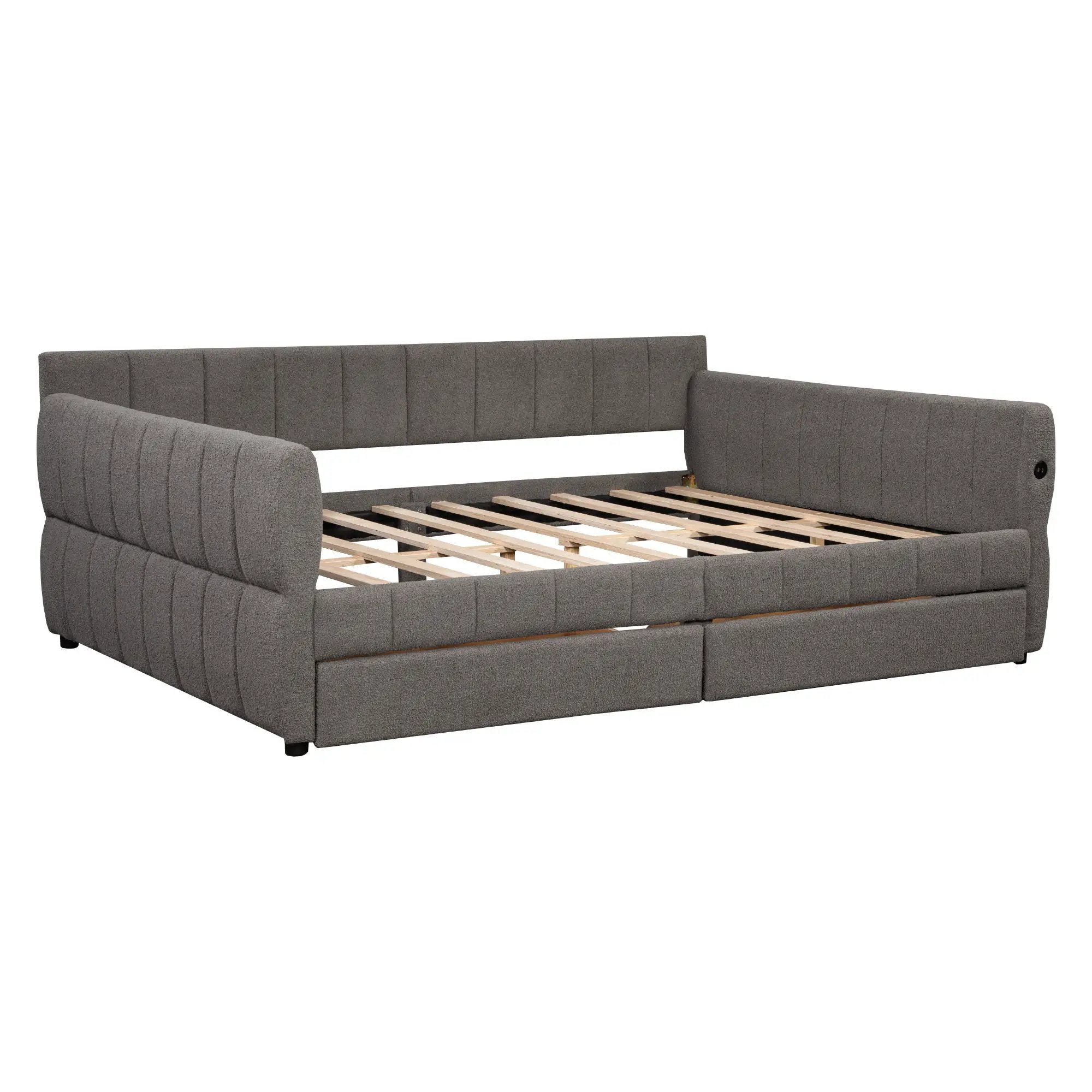Upholstered Platform Bed With USB Charging by HouseOfZazla