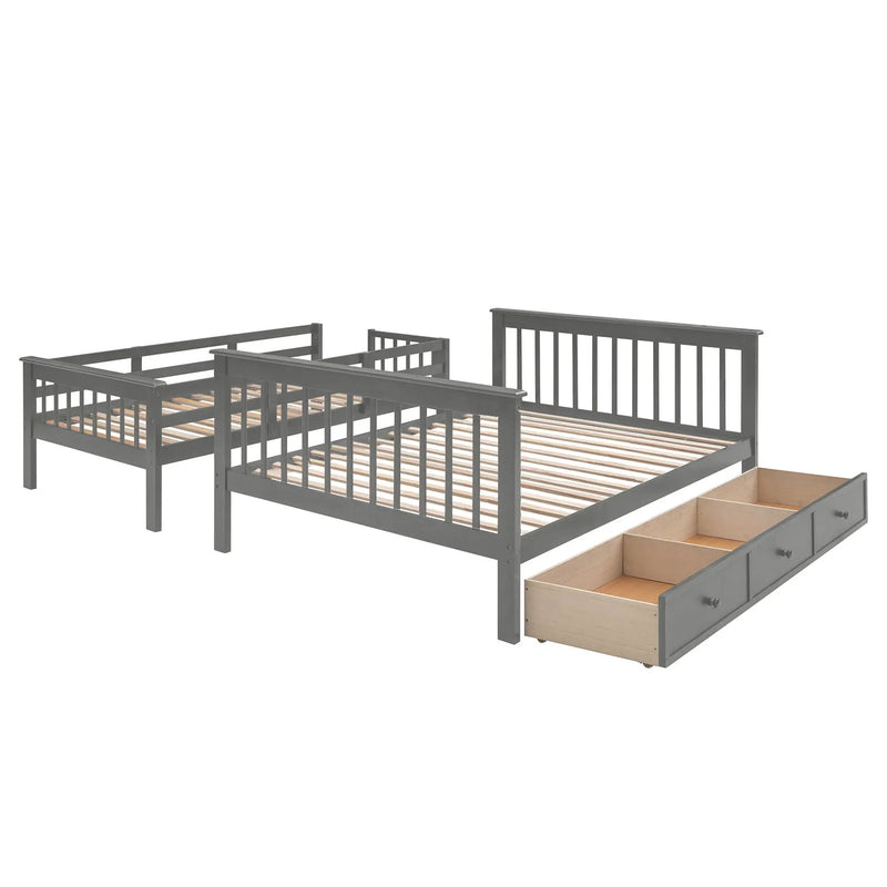 Stairway Bunk Bed With Storage And Guard Rail For Bedroom by HouseOfZazla