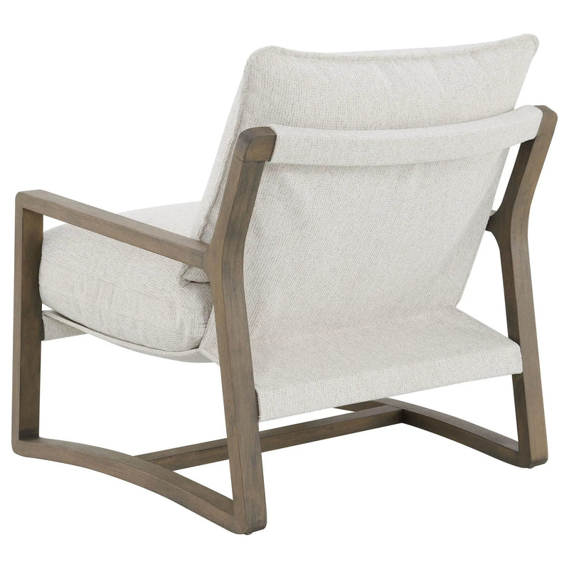 Geneva Boucle Upholstered Wood Arm Accent Chair Sand by Unique Piece Furniture