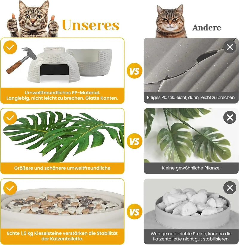 Stylish Cat Litter Box Enclosure with Faux Plant by HouseOfZazla