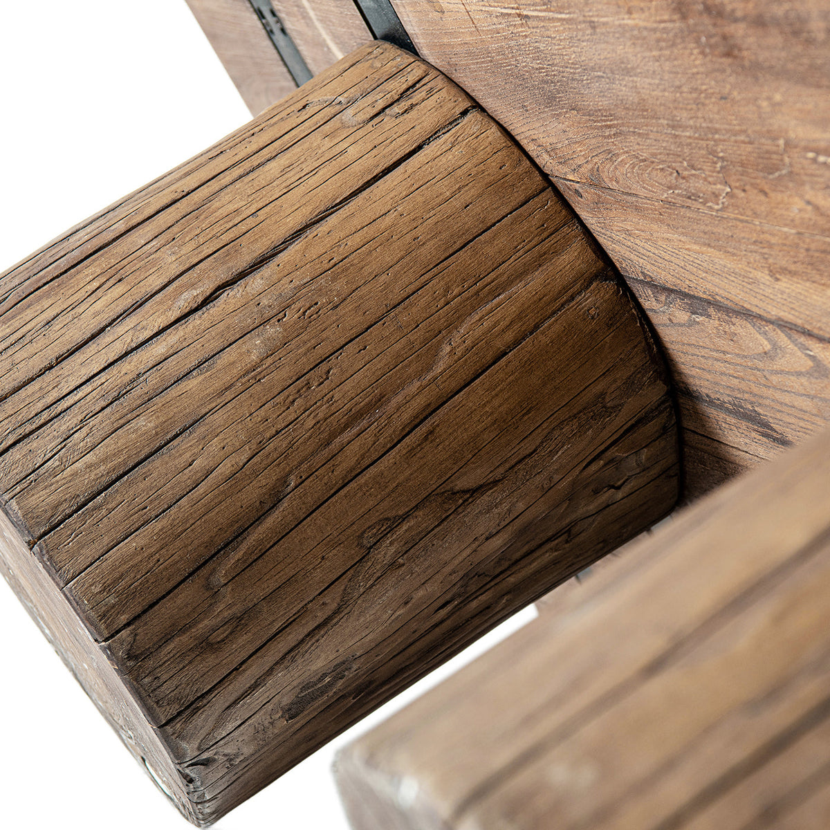 Arbor 60" Solid Reclaimed Elm Rectangular Plinth Coffee Table with Sculptural Bases - Heritage Medium-Dark, photo 9 of 10