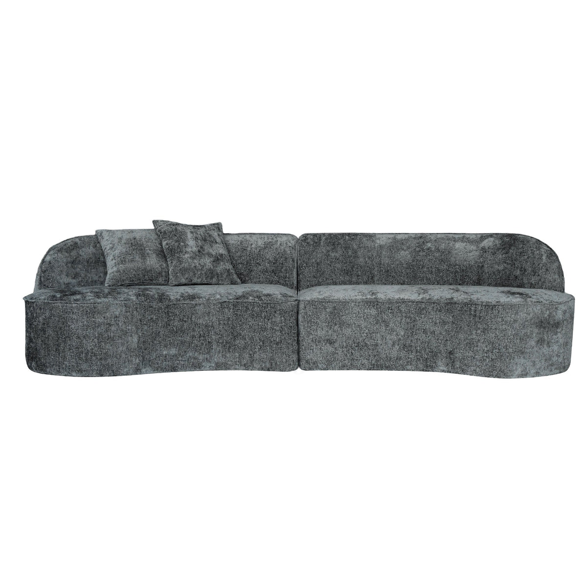 Curved Chenille Fabric Sectional Sofa with High-Density Foam - Dark Grey, Beige White, Dark Green, photo 10 of 10
