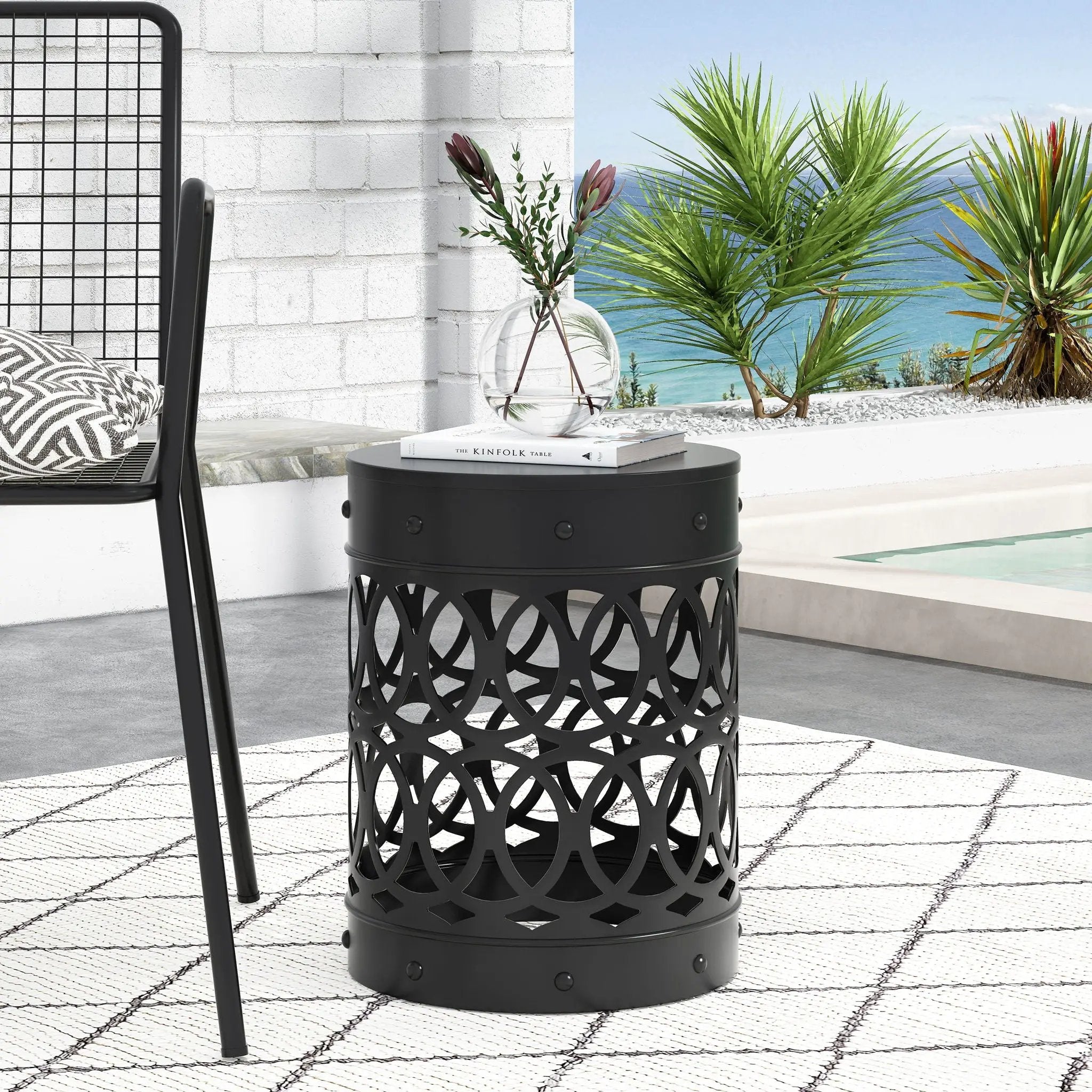 Outdoor Metal Large End Table, Modern Design by HouseOfZazla
