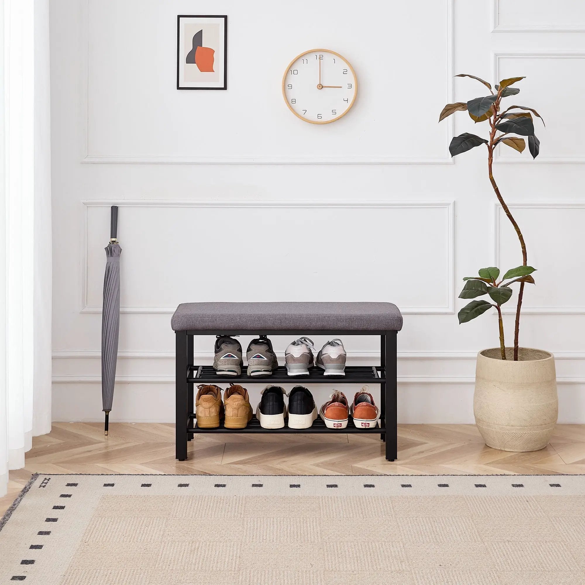 Shoe Bench With Cushion, Storage Seat For Entryway by Unique Piece Furniture