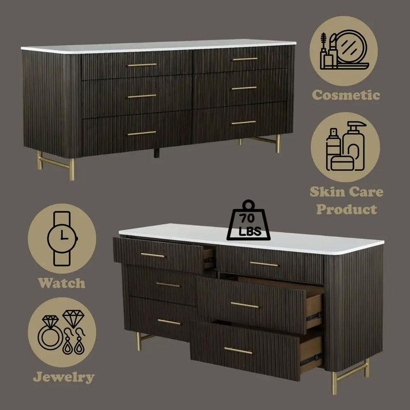 Clayten - Dresser - Marble Top & Espresso by Unique Piece Furniture