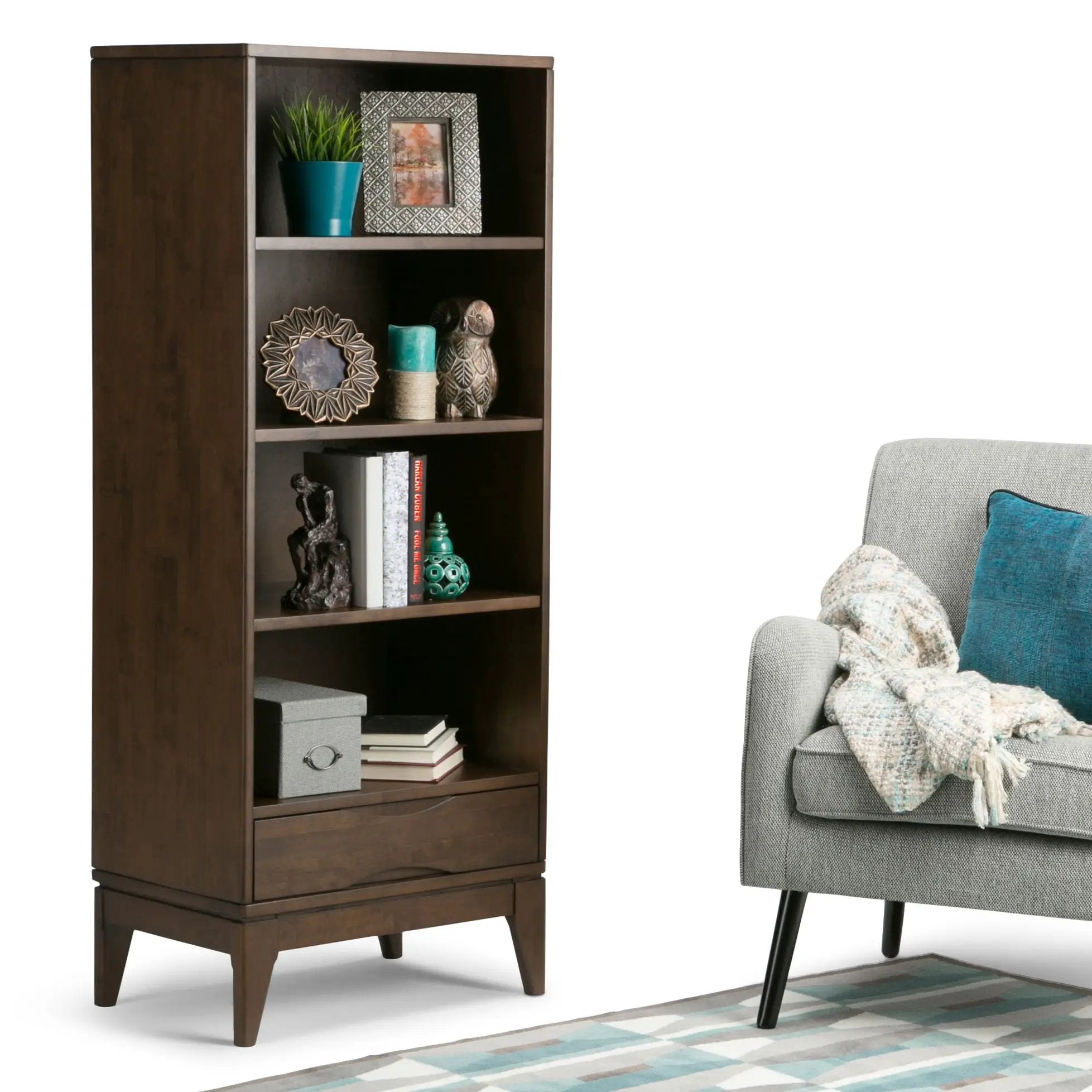 Harper - Bookcase With Storage - Walnut Brown by HouseOfZazla