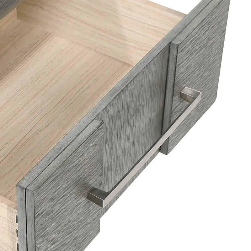 Modern 2 Drawer Nightstand In Gray Finish With Silver Metal Handles, Contemporary Bedside Table With Smooth Glide Drawers by HouseOfZazla