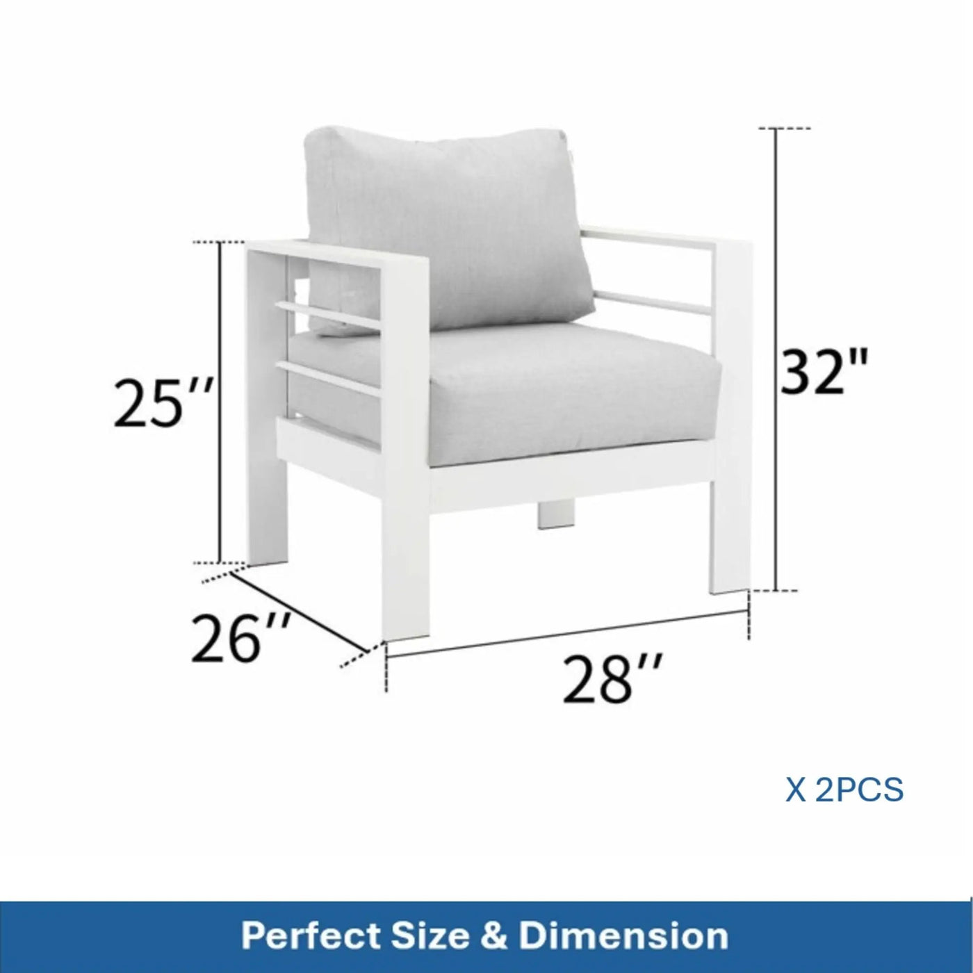 Modern All-Weather Patio Armchairs & Thick Cushions (Set of 2) by HouseOfZazla