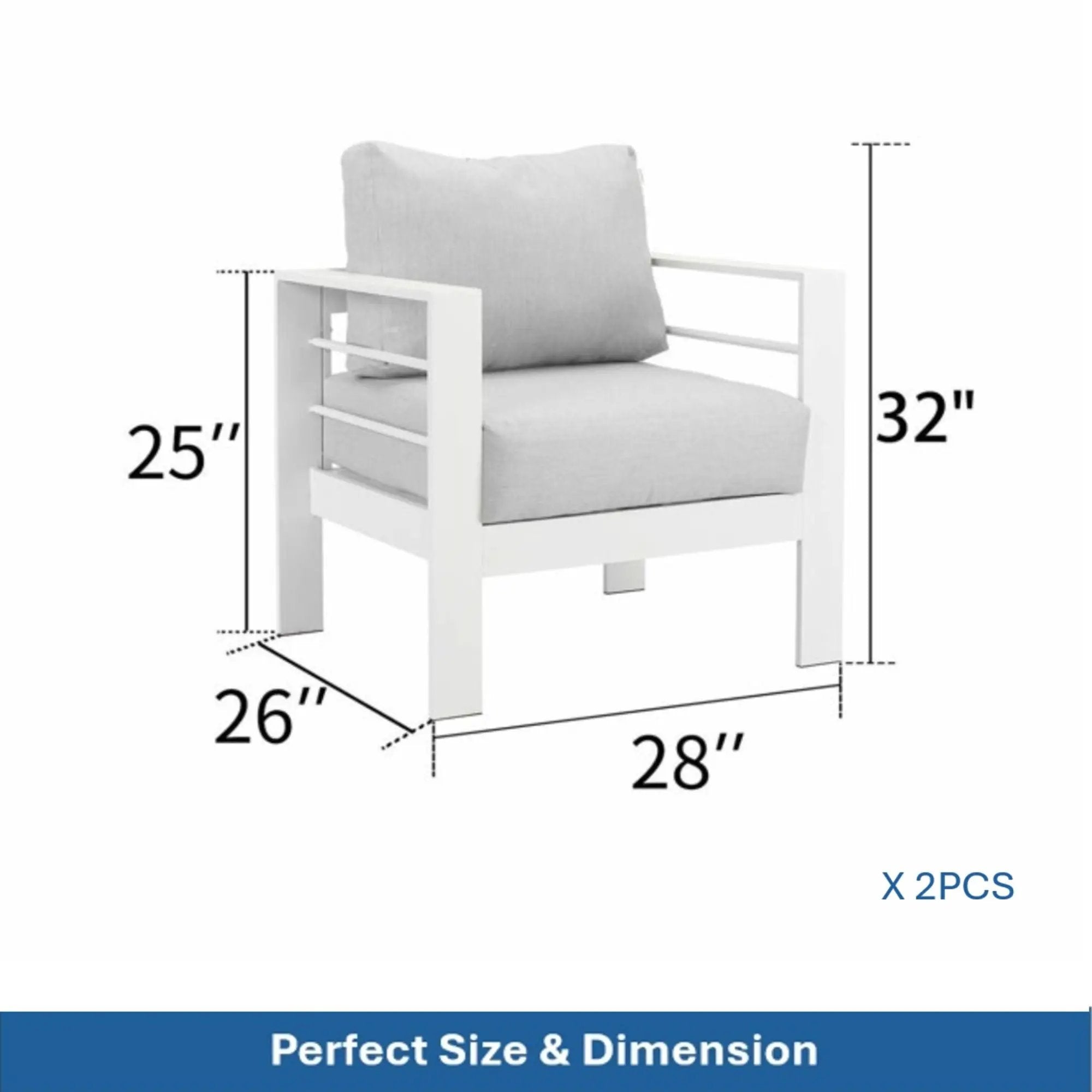 Modern All-Weather Patio Armchairs & Thick Cushions (Set of 2) by HouseOfZazla