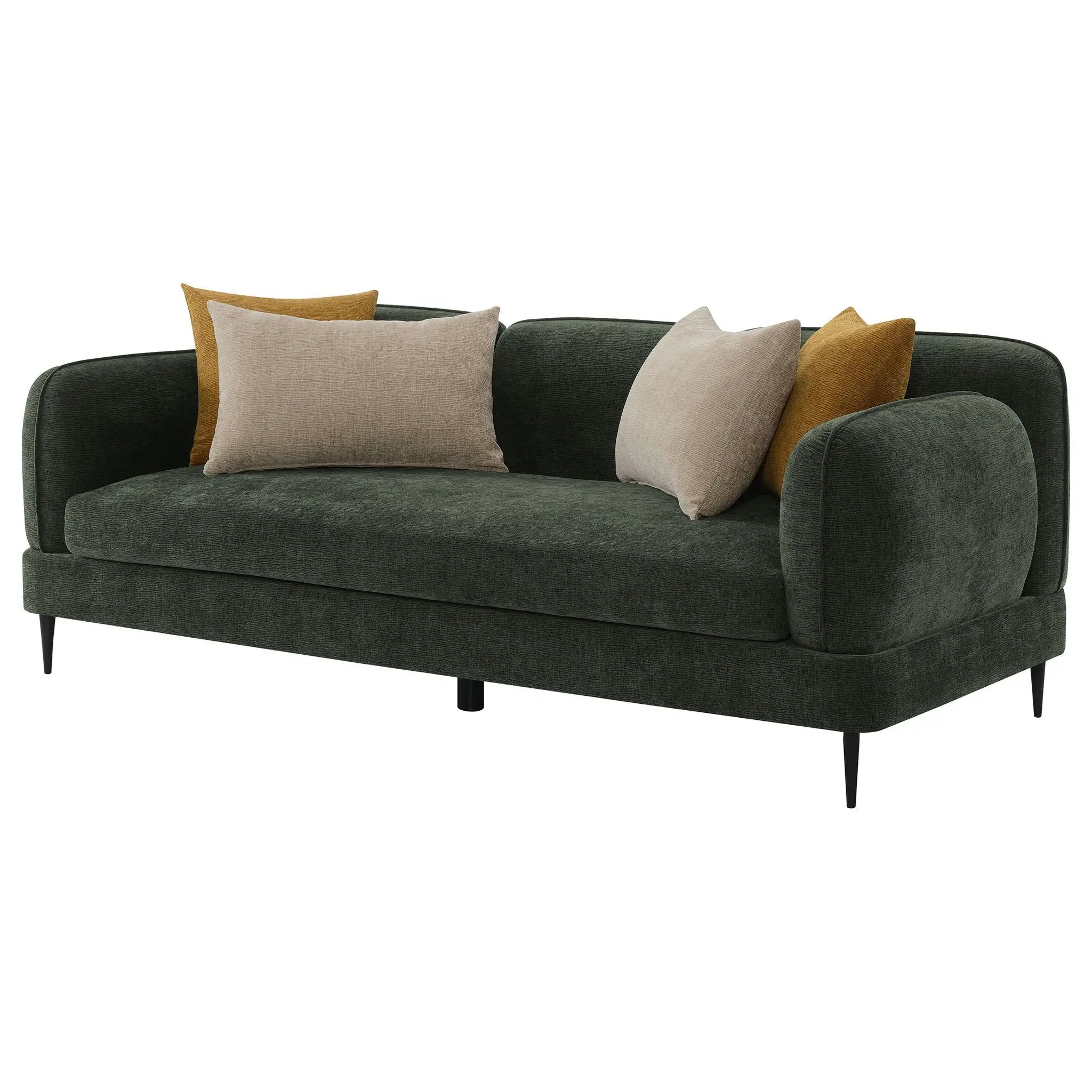 Jade Chenille Upholstered Modern Track Arm Sofa Green by Unique Piece Furniture