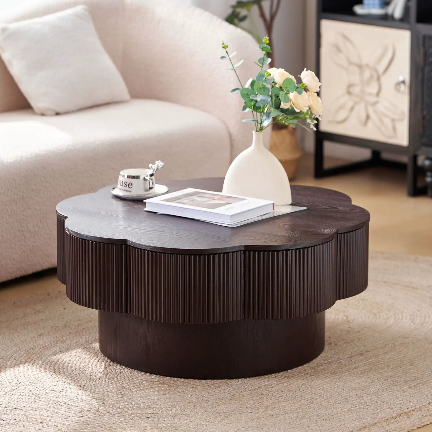Modern Plum Blossom Shaped Coffee Table With Storage by Unique Piece Furniture
