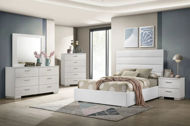 Felicity 5-piece Full Bedroom Set White High Gloss by Unique Piece Furniture