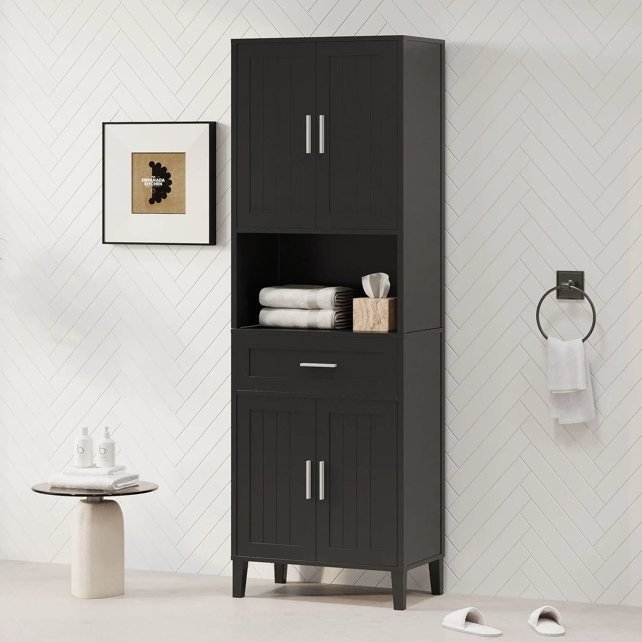 Freestanding Tall Bathroom Cabinet With Soft Close Doors And Adjustable Shelves by HouseOfZazla