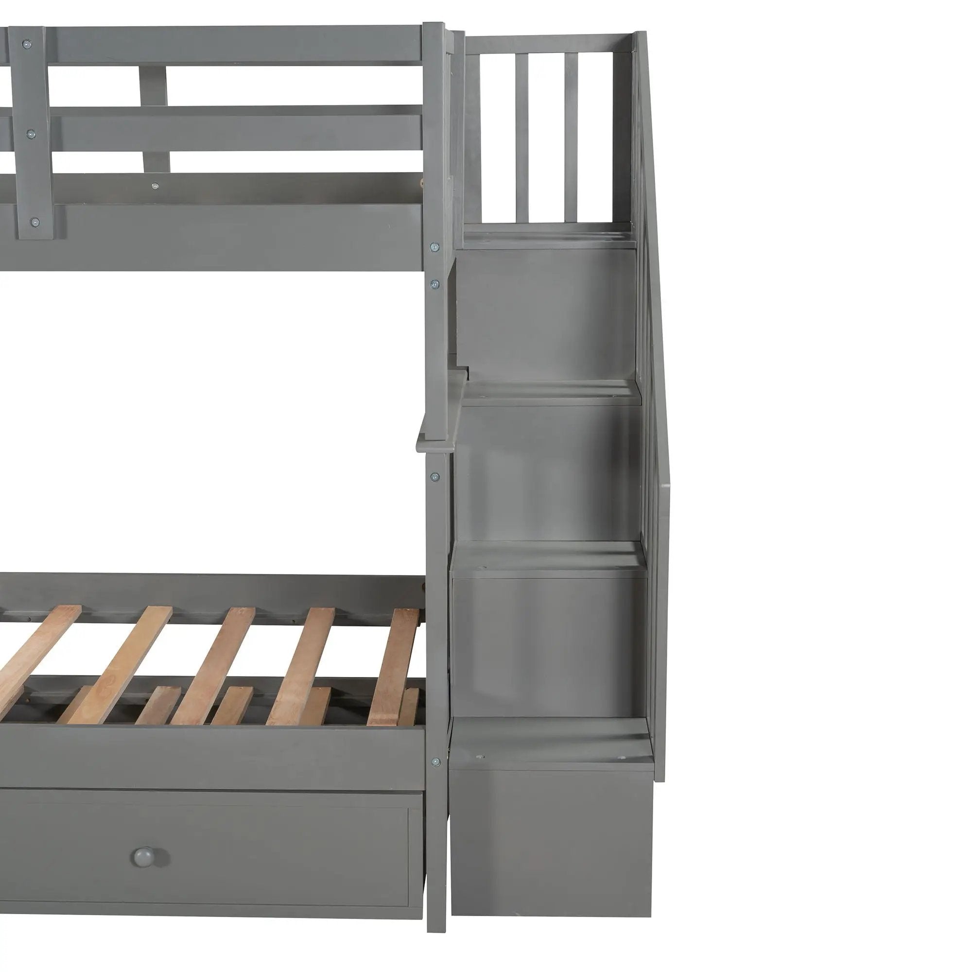 Stairway Bunk Bed With Storage And Guard Rail For Bedroom by HouseOfZazla