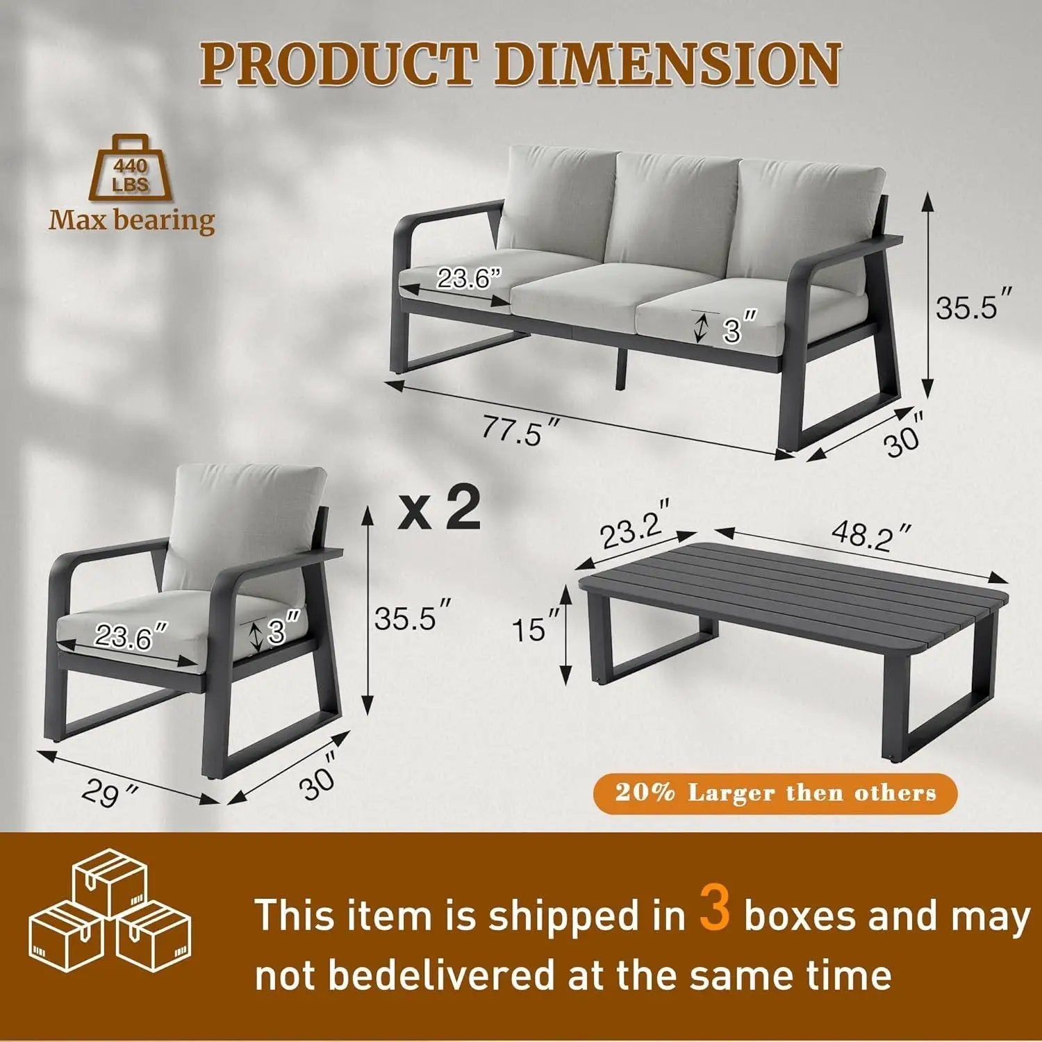 FR One Three-Seater + Two Single Seats + One Coffee Table by HouseOfZazla