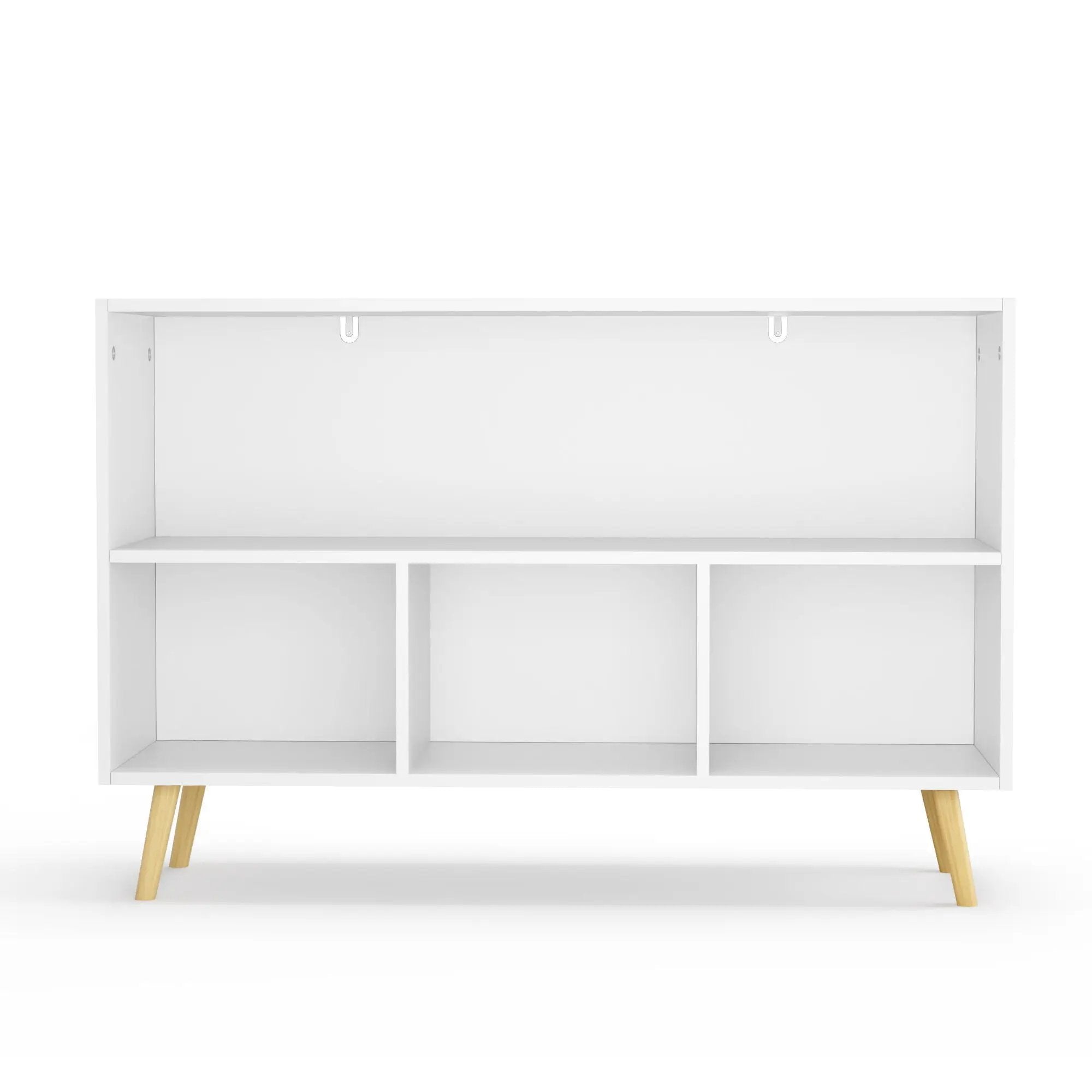 Bookcase With Collapsible Drawers, Book Display Storage Cabinet Organizer - White / Blue by Unique Piece Furniture