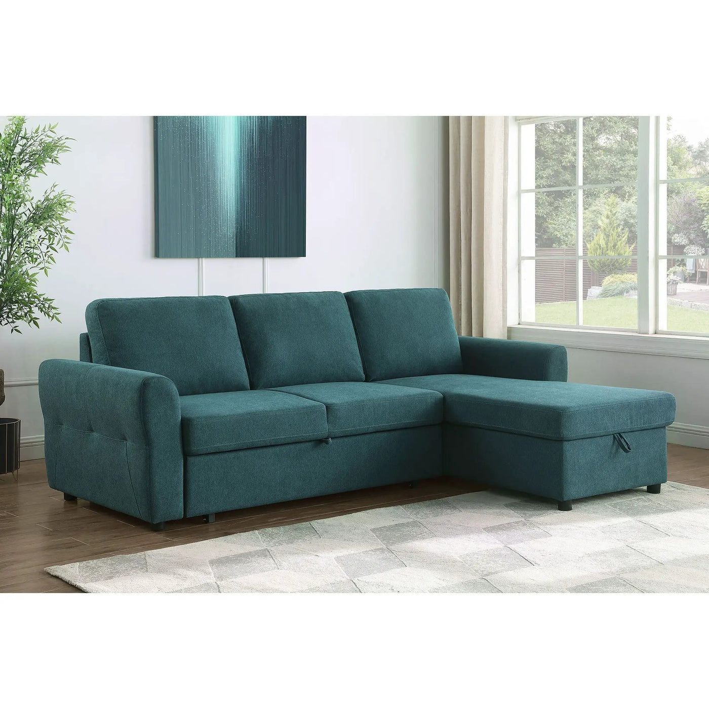 Kenna- Sleeper Sectional Sofa With Storage Ottoman by HouseOfZazla