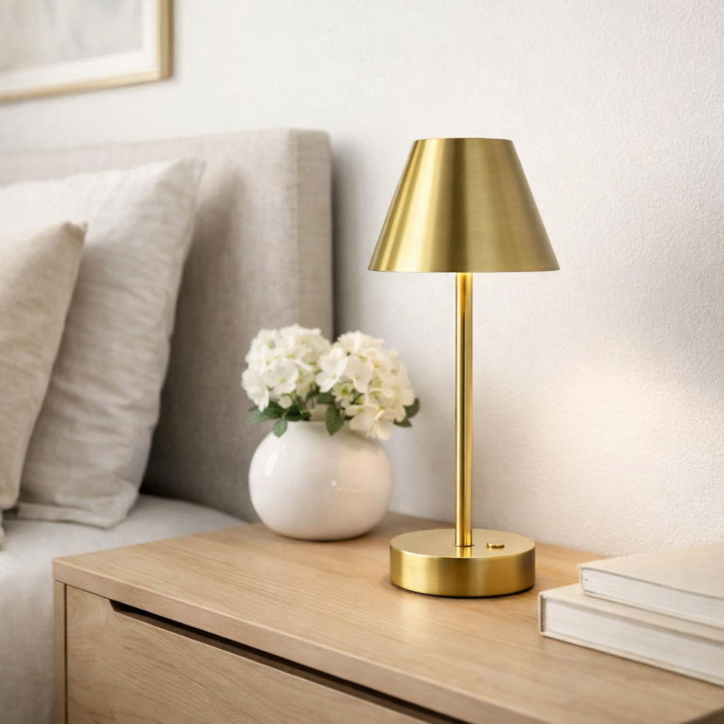 Rechargeable LED Table Lamp with Touch Switch - Gold or Pearl Silver, photo 12 of 12